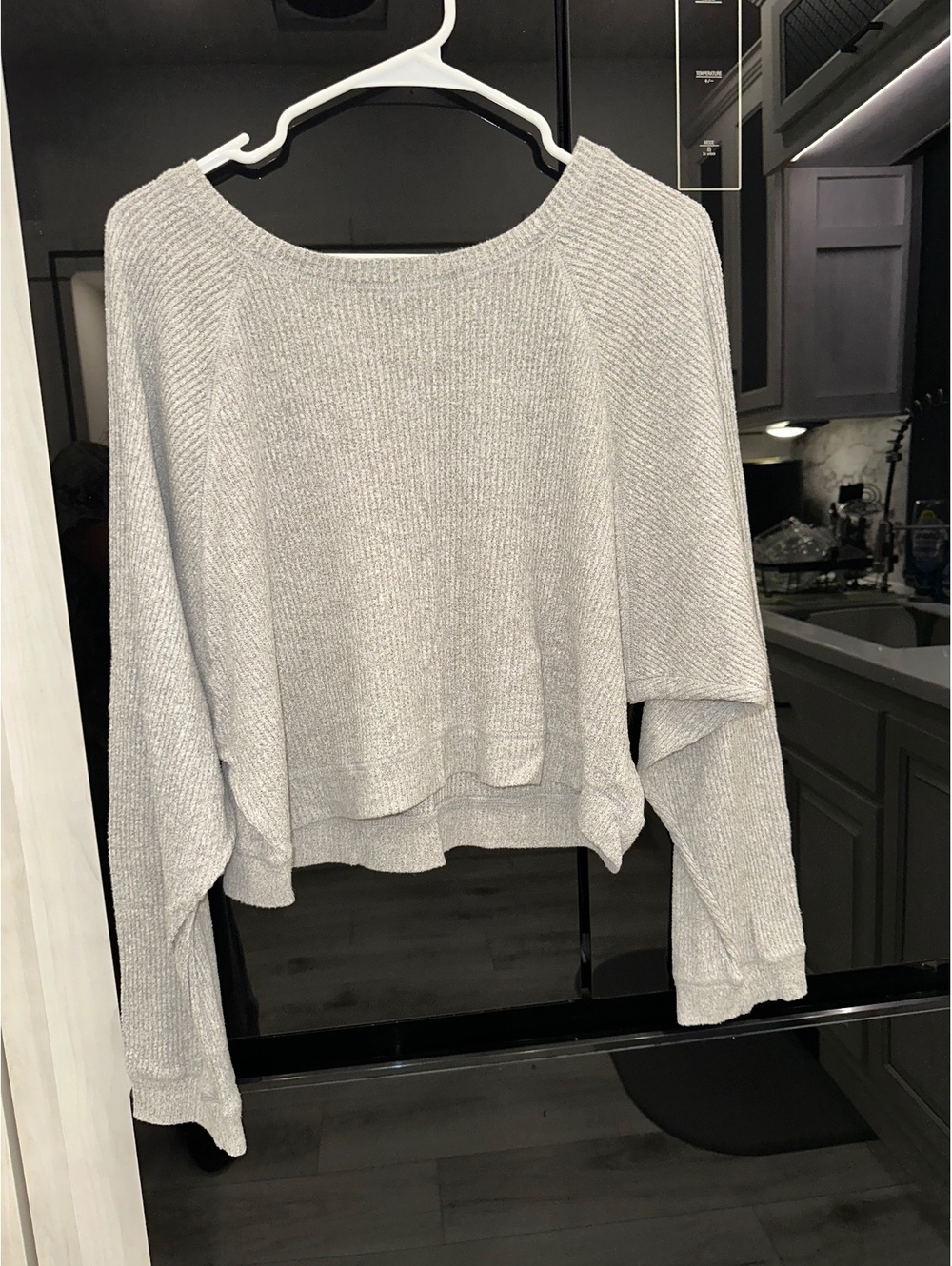 Altar’d State Gray Ribbed Cropped Sweater Size M